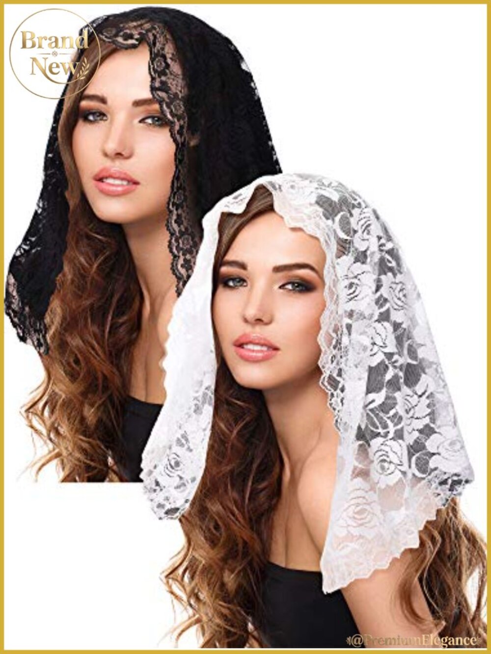 2 Pcs Chapel Veils Lace Floral Bridal Head Covering Church Catholic Mass